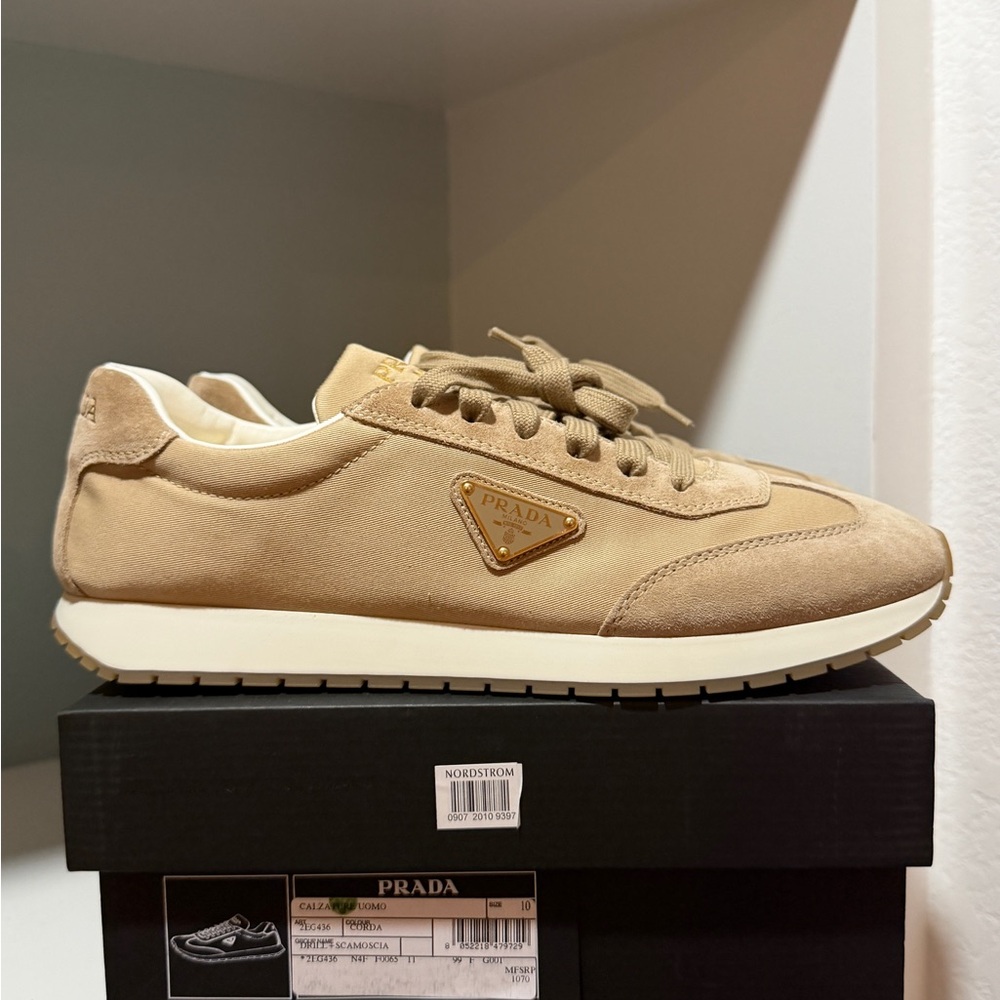 Prada Rank Sneaker Shoes New NIB Corda Tan Calzature Uomo Men’s - Picture 7 of 14